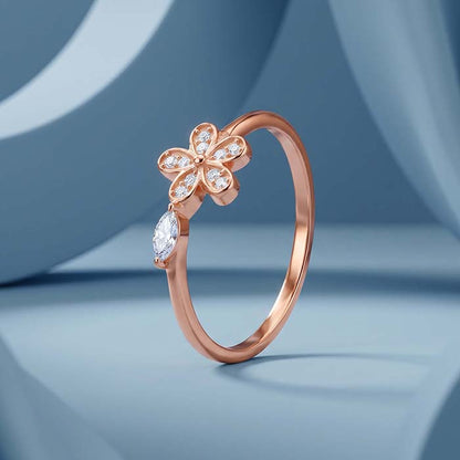 Rose Gold Petal Accent Ring (Size 12)