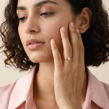 Rose Gold Marquise Charm Ring (Size 12)