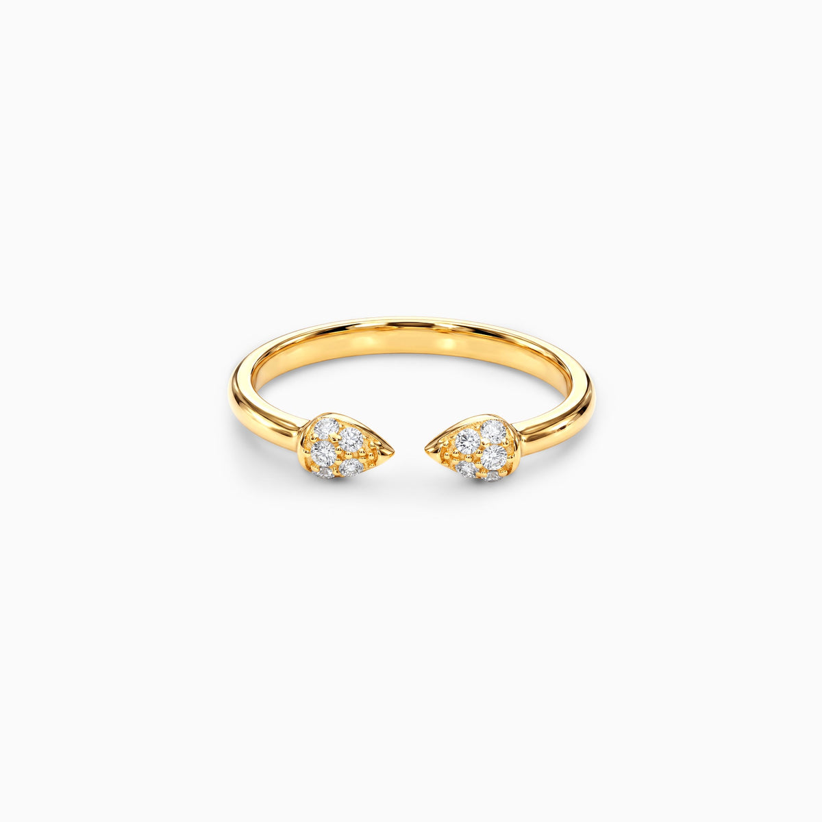 Golden Twin Leaf Open Ring (Size 12)