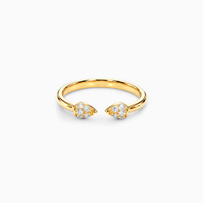 Golden Twin Leaf Open Ring (Size 12)