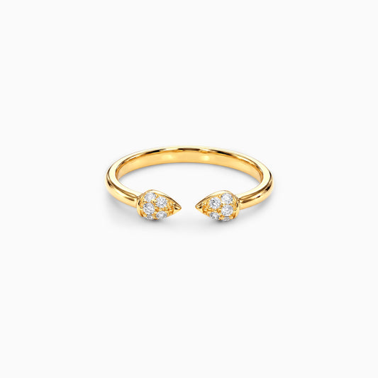Golden Twin Leaf Open Ring (Size 12)