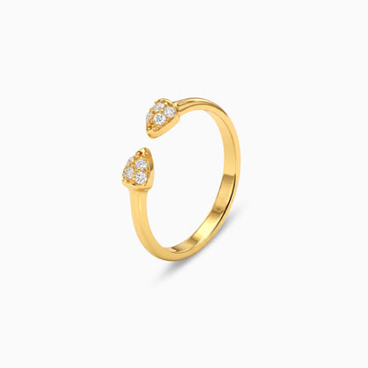 Golden Twin Leaf Open Ring (Size 12)