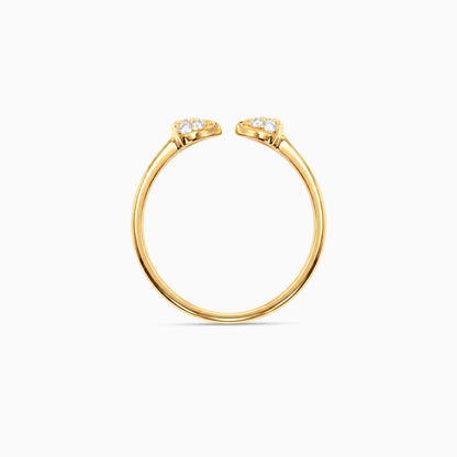 Golden Twin Leaf Open Ring (Size 12)