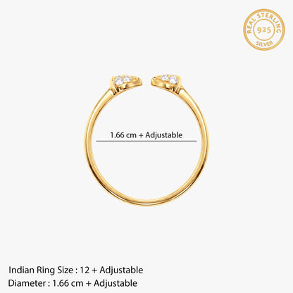 Golden Twin Leaf Open Ring (Size 12)