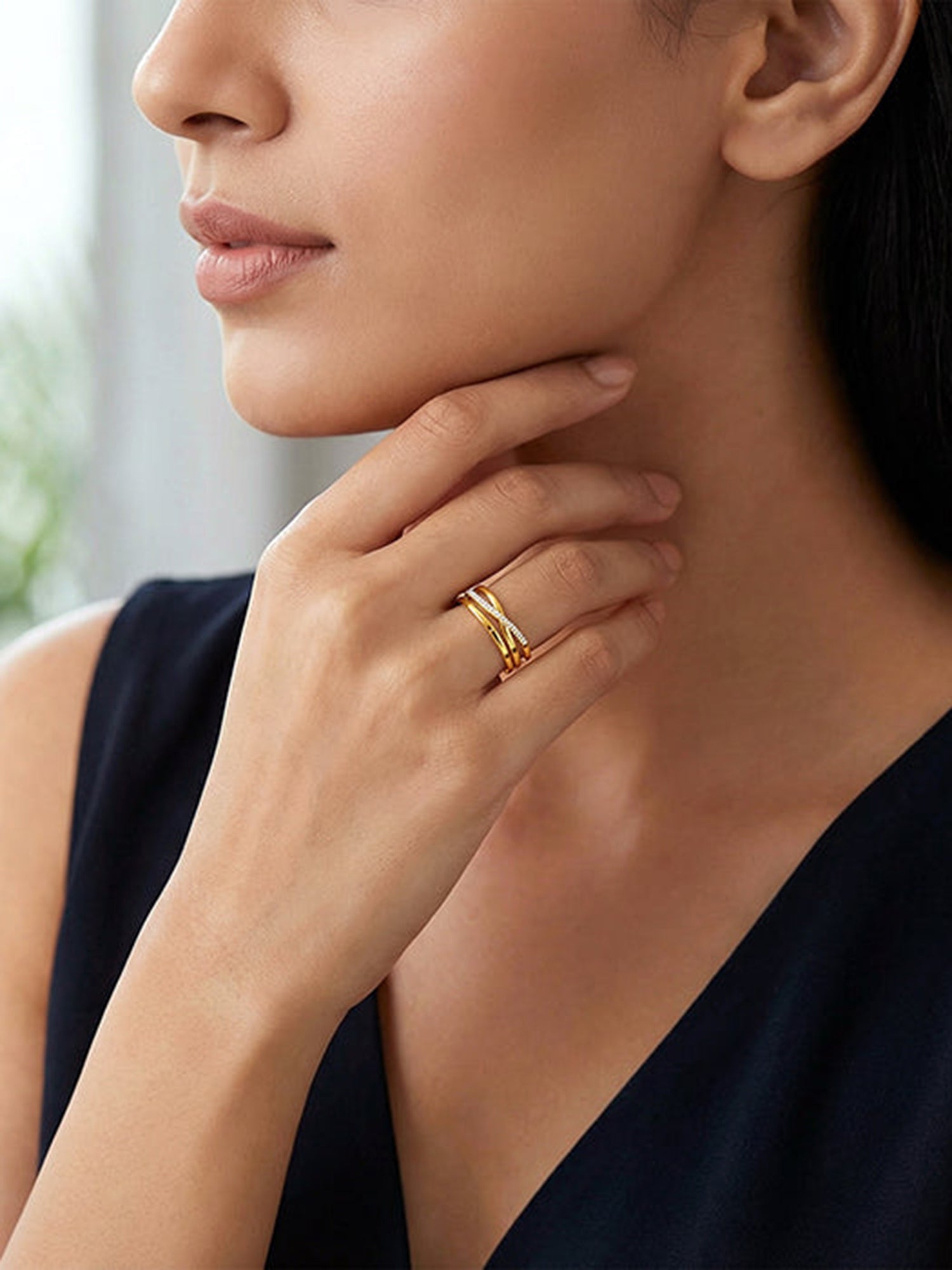 Golden Luxe Lattice Ring