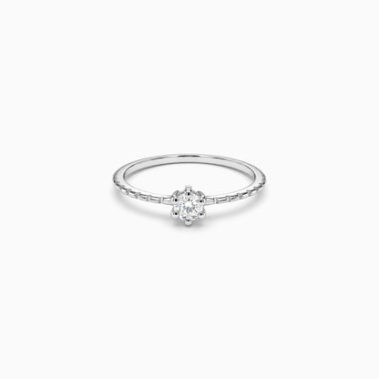 Silver Solitaire Textured Ring (Size 12)