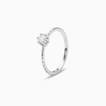 Silver Solitaire Textured Ring (Size 12)