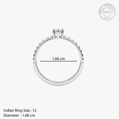 Silver Solitaire Textured Ring (Size 12)