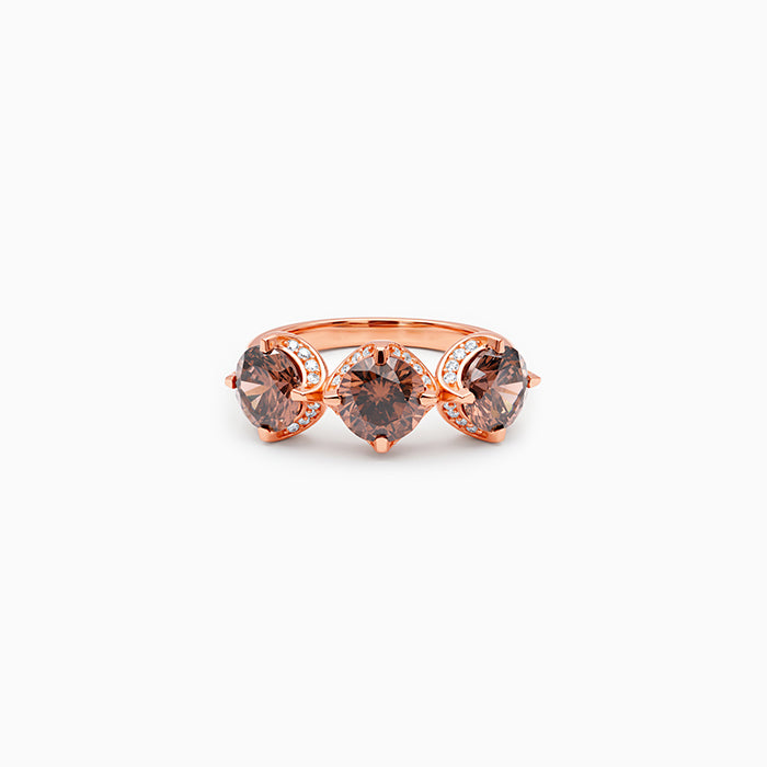 Rose Gold Three Stone Spark Ring (Size 12)