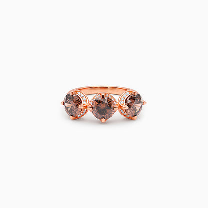 Rose Gold Three Stone Spark Ring (Size 12)