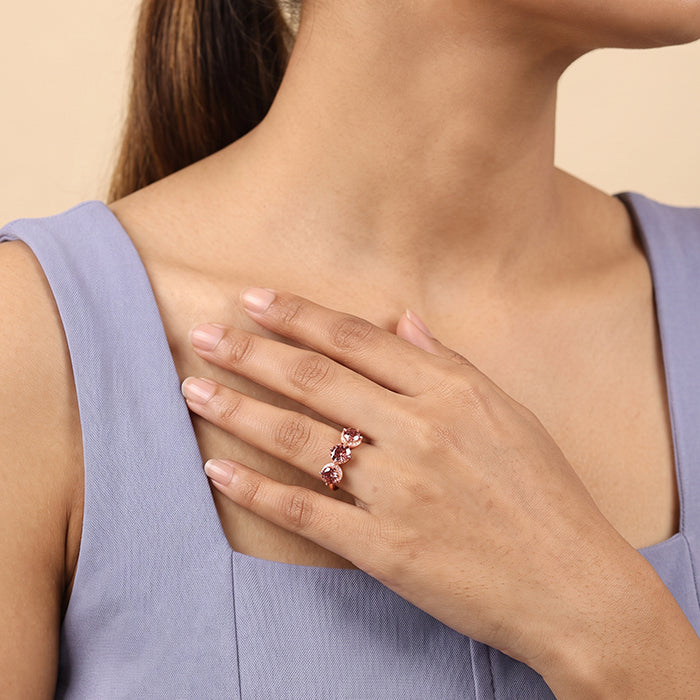 Rose Gold Three Stone Spark Ring (Size 12)
