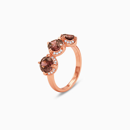 Rose Gold Three Stone Spark Ring (Size 12)