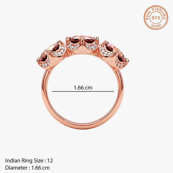 Rose Gold Three Stone Spark Ring (Size 12)
