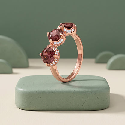 Rose Gold Three Stone Spark Ring (Size 12)