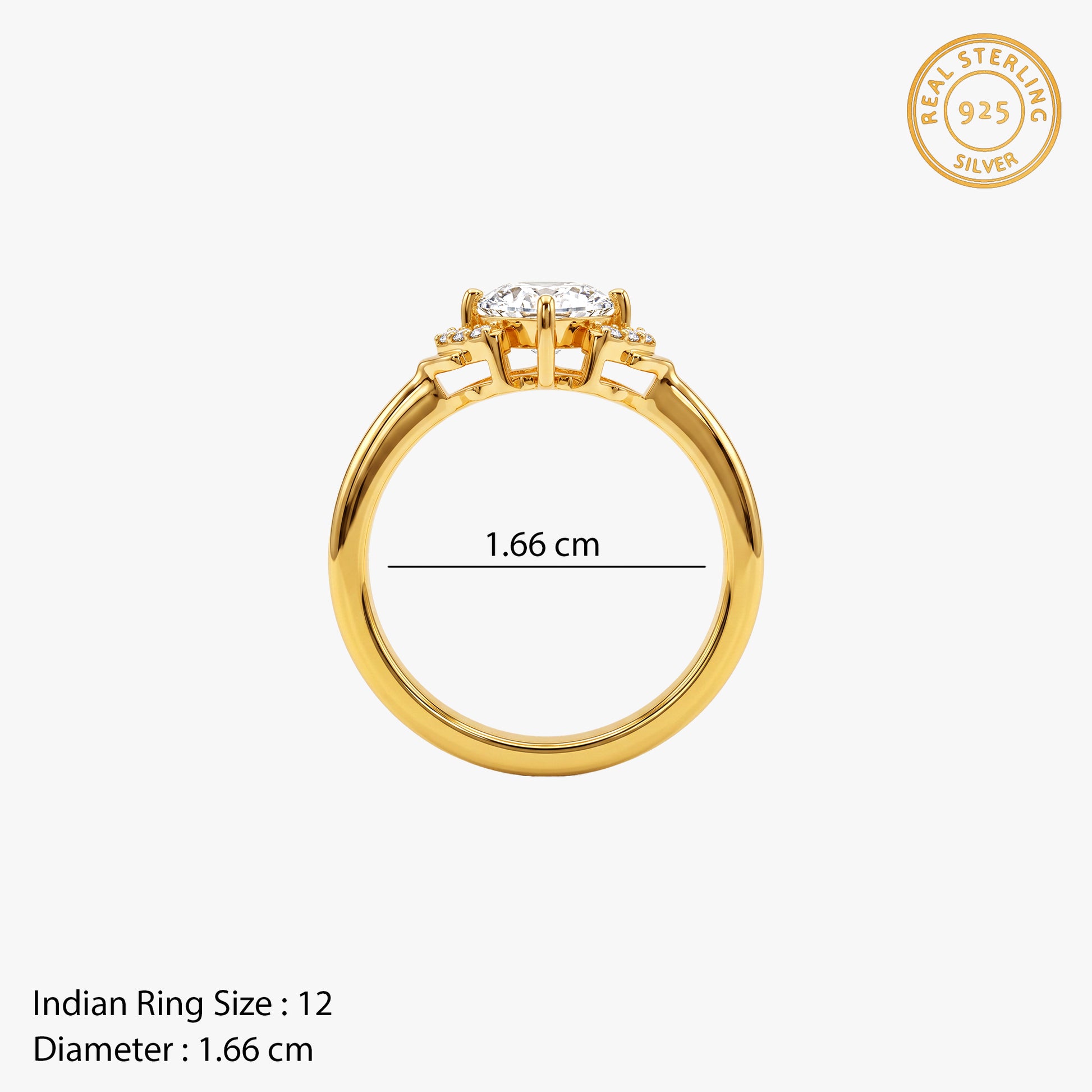 Golden Solstice Princess Cut Ring (Size 12)