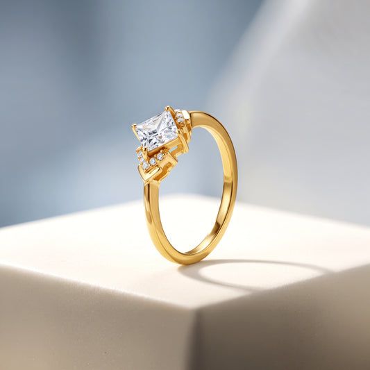 Golden Solstice Princess Cut Ring (Size 12)