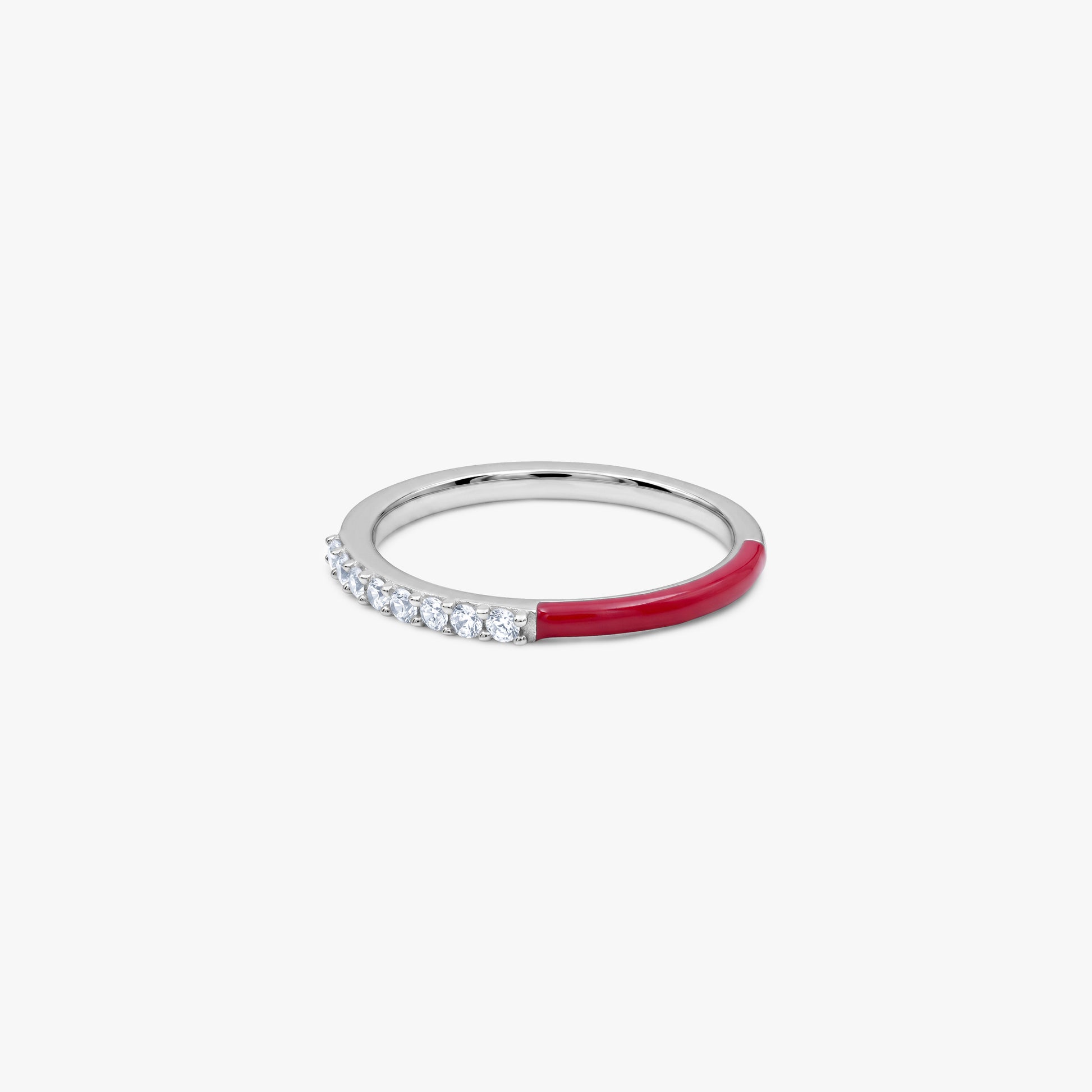 Silver Scarlet Enamel Ring (Size 12)