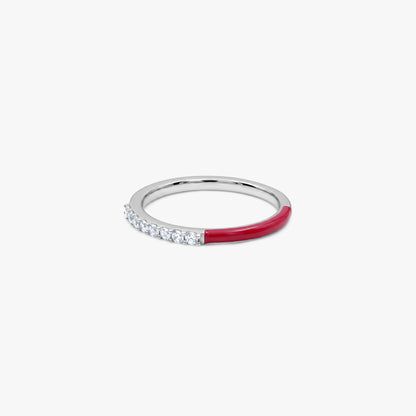 Silver Scarlet Enamel Ring (Size 12)