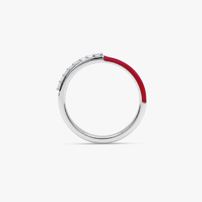 Silver Scarlet Enamel Ring (Size 12)