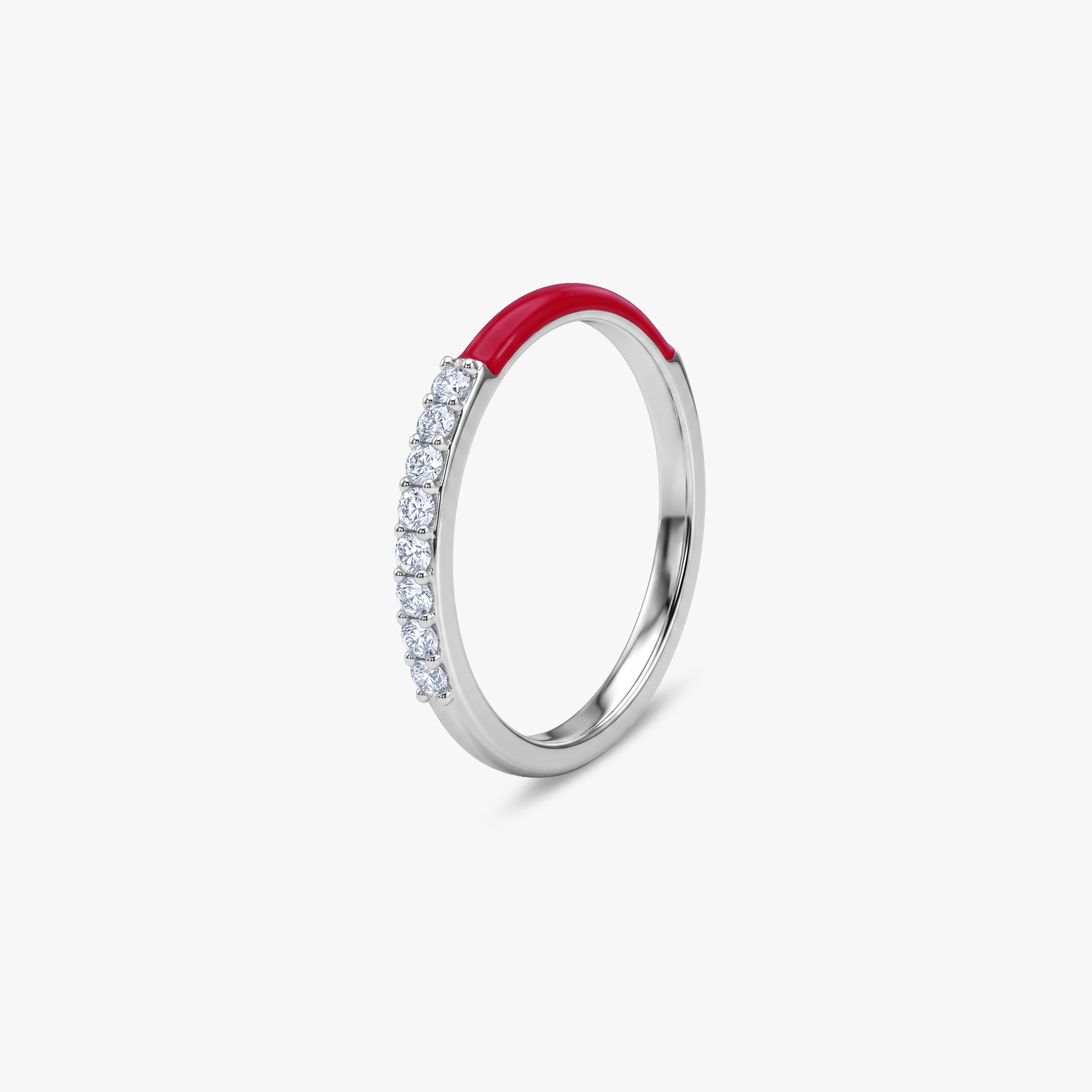 Silver Scarlet Enamel Ring (Size 12)