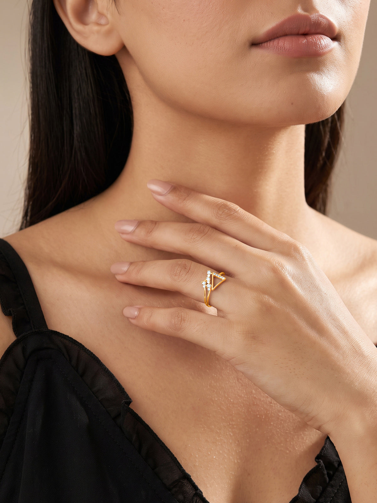 Golden Inspired Triangle Ring (Size 12)