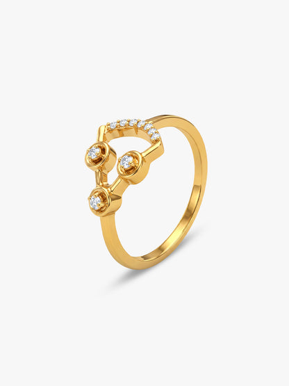 Golden Contemporary Design Ring (Size 12)