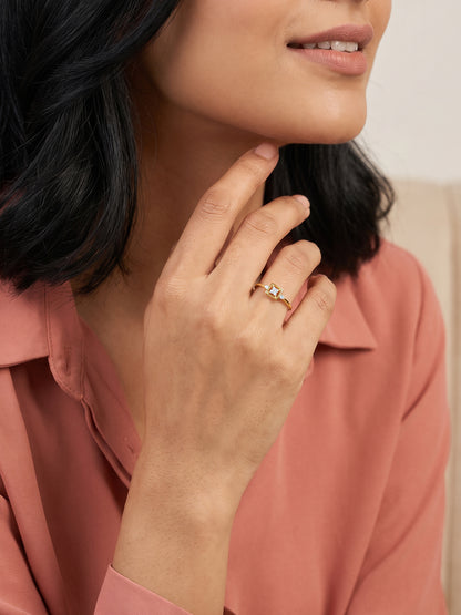 Golden Floral Cube Ring (Size 12)
