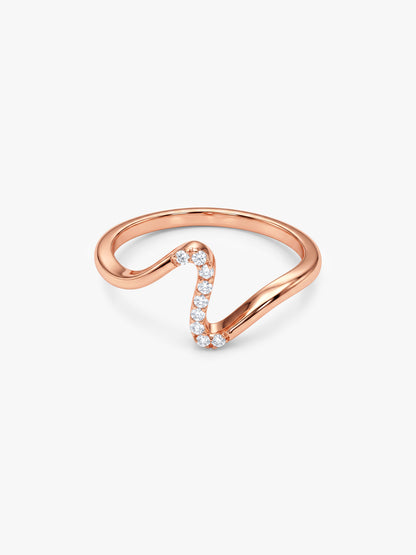 Rose Gold Minimal Wave Ring (Size 12)