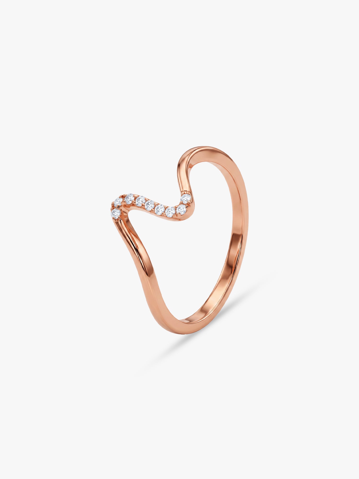 Rose Gold Minimal Wave Ring (Size 12)