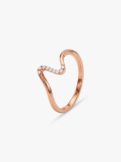 Rose Gold Minimal Wave Ring (Size 12)