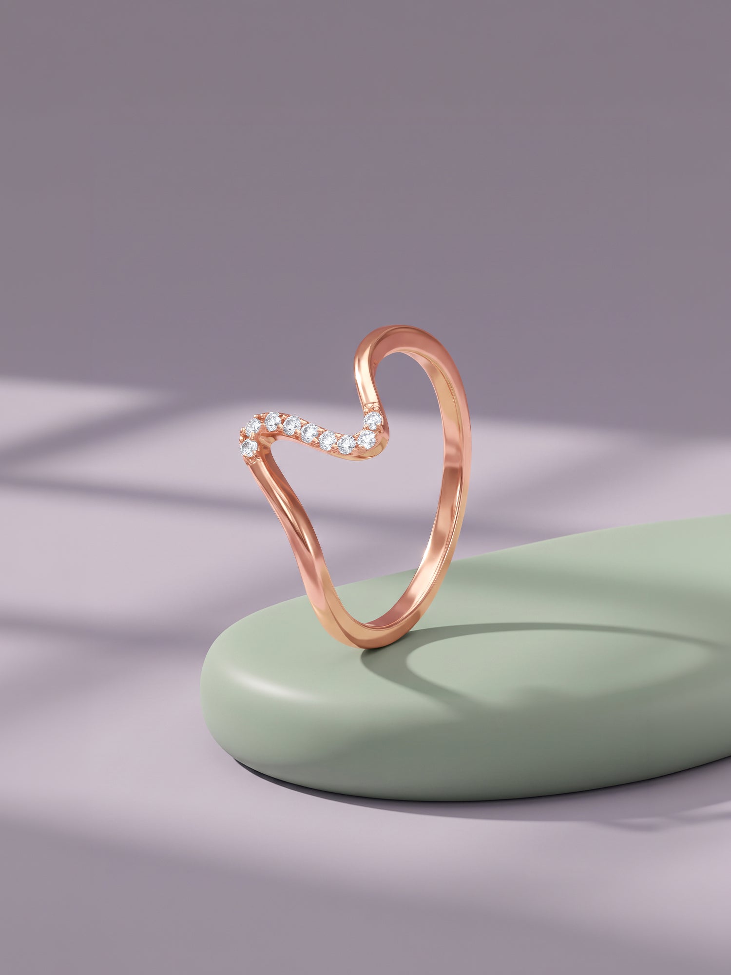 Rose Gold Minimal Wave Ring (Size 12)