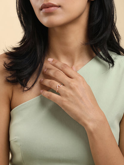 Rose Gold Minimal Wave Ring (Size 12)