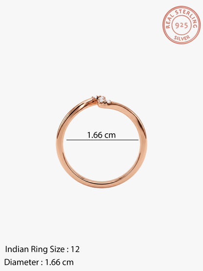 Rose Gold Minimal Wave Ring (Size 12)