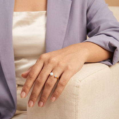 Golden Dietrich Open Pearl Ring (Size 12)