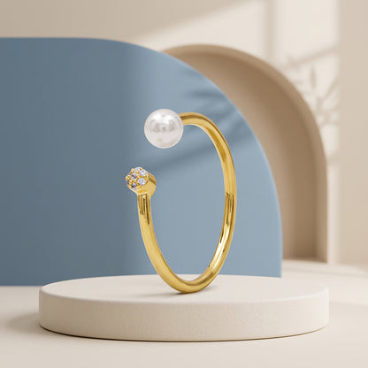 Golden Dietrich Open Pearl Ring (Size 12)