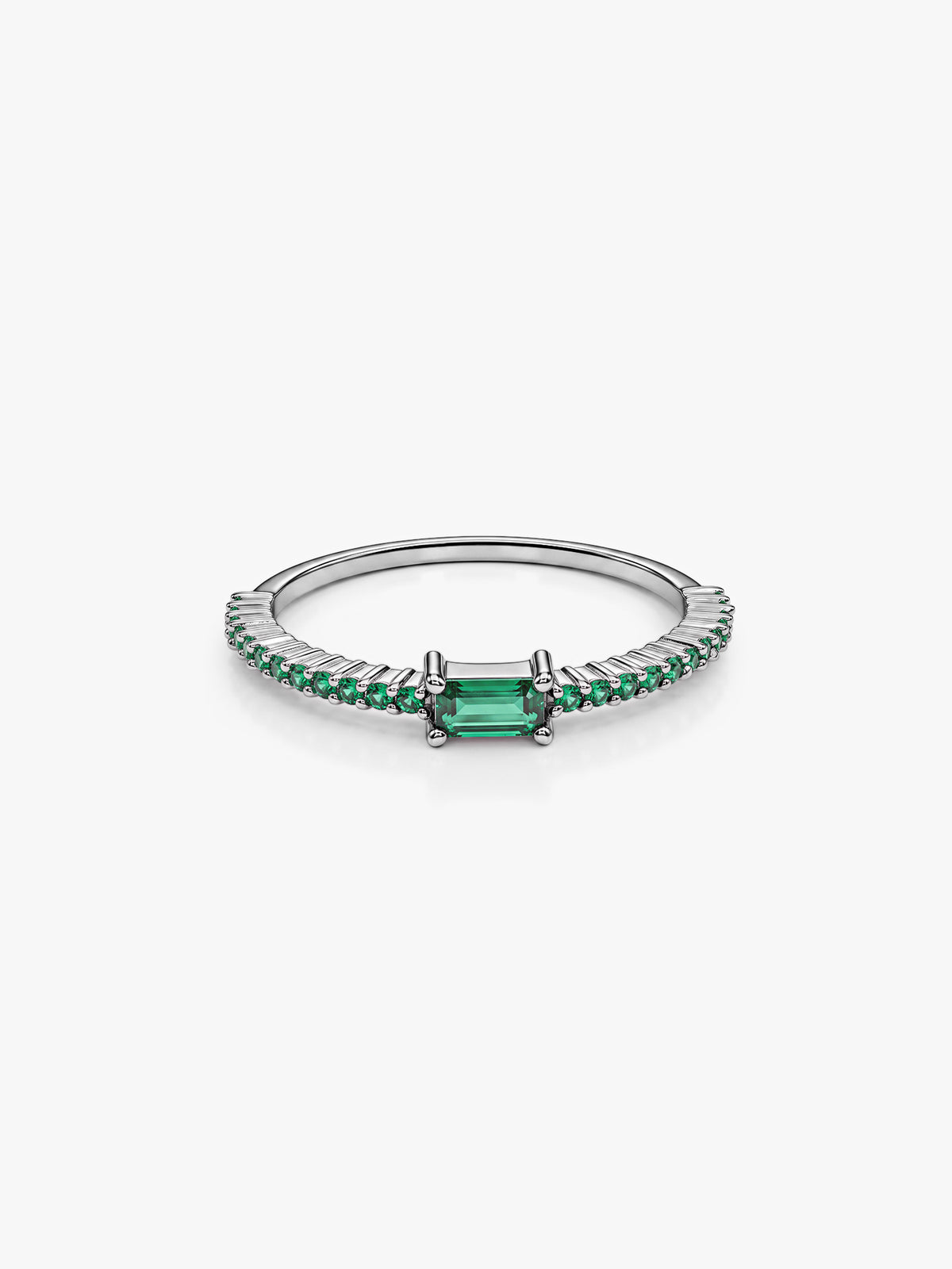 Silver Sparkling Green Ring (Size 12)