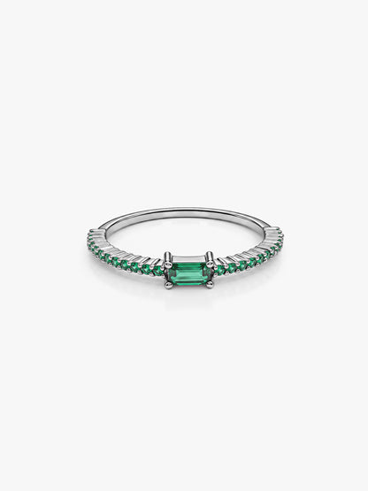 Silver Sparkling Green Ring (Size 12)