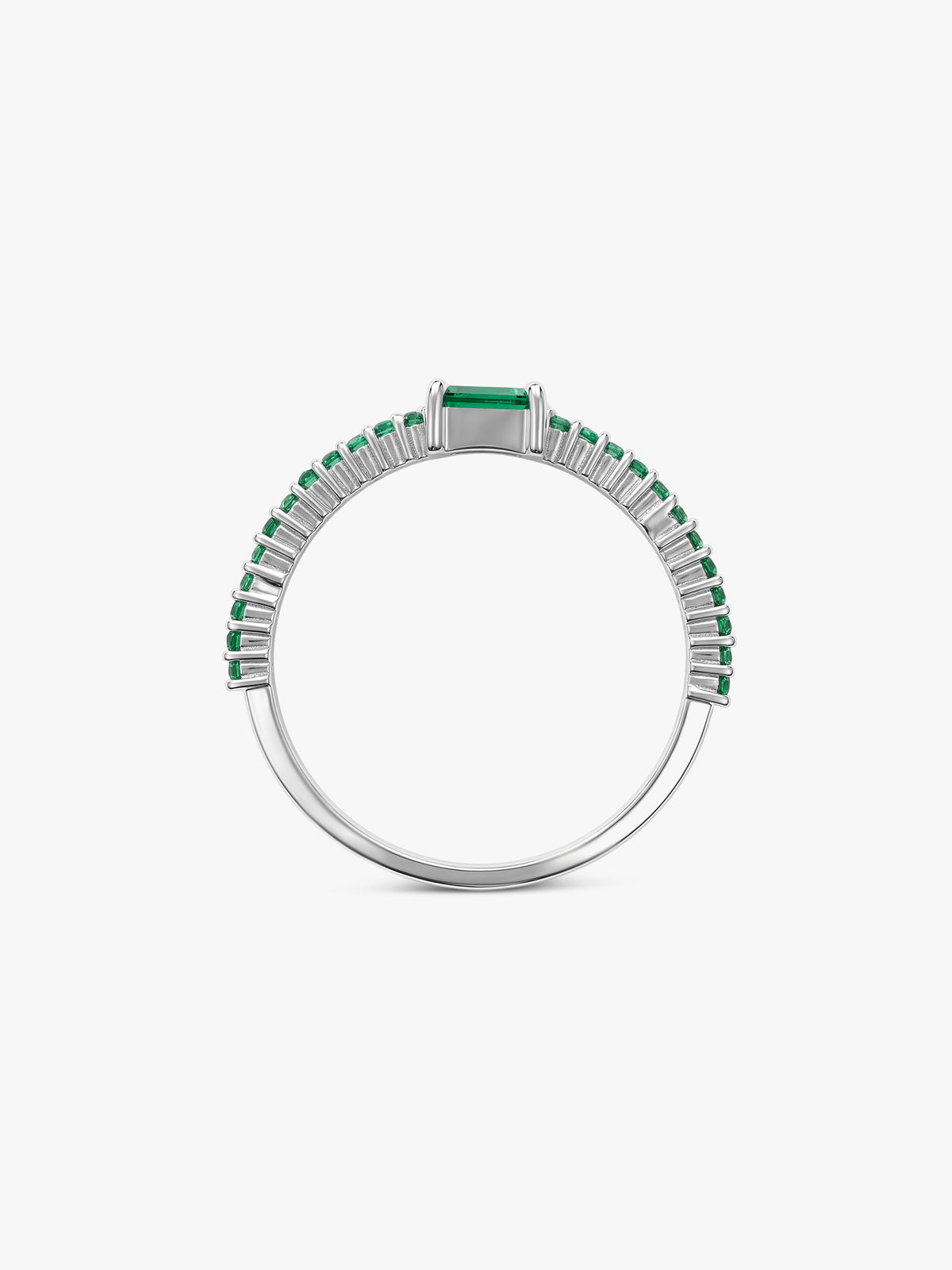 Silver Sparkling Green Ring (Size 12)