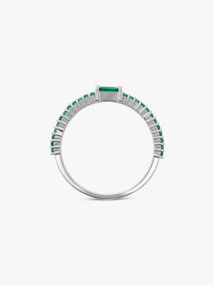 Silver Sparkling Green Ring (Size 12)