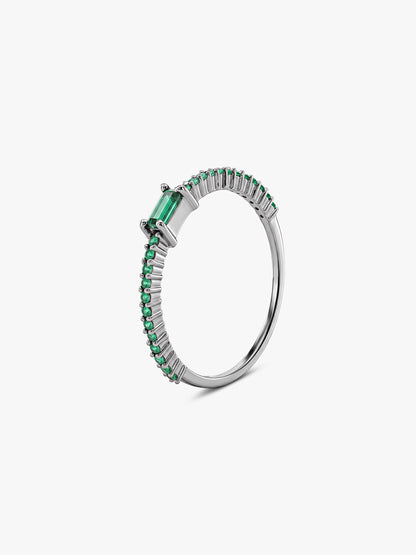 Silver Sparkling Green Ring (Size 12)