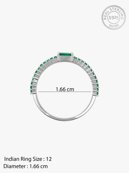 Silver Sparkling Green Ring (Size 12)