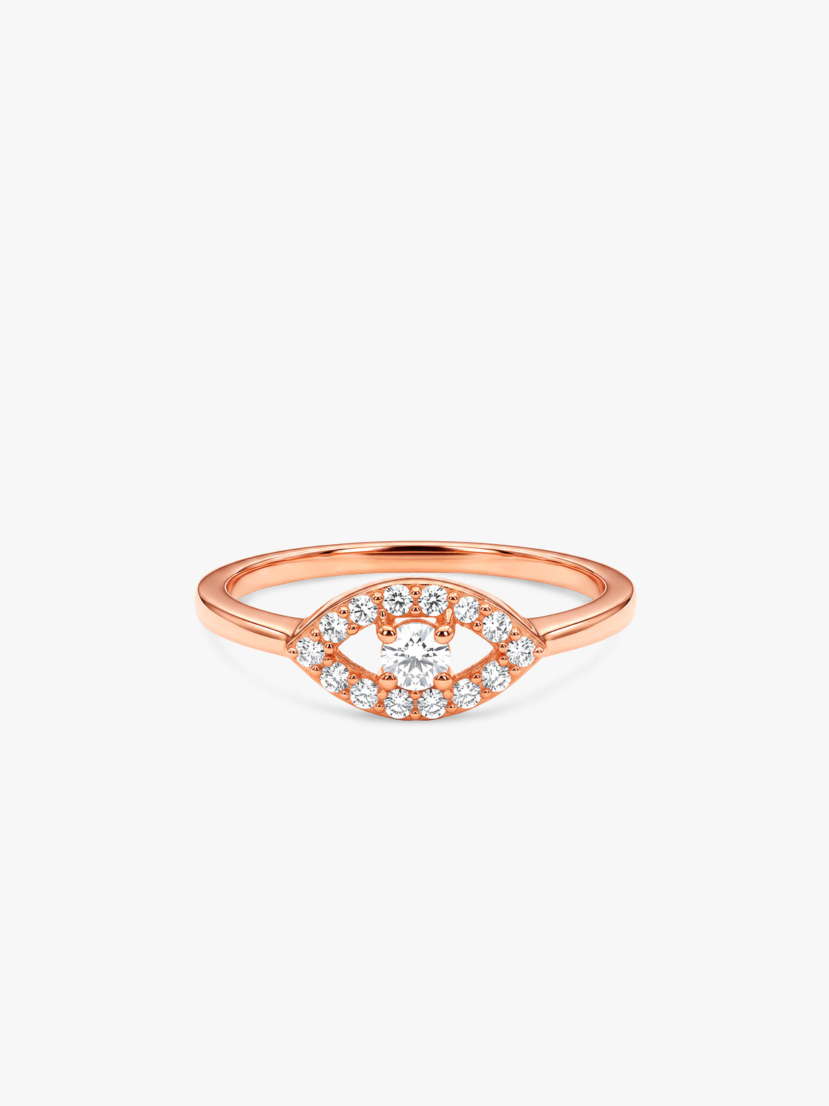Rose Gold Radiant Evil Eye Ring (Size 12)