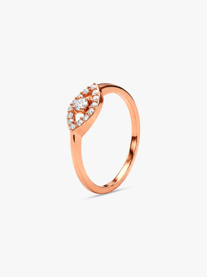 Rose Gold Radiant Evil Eye Ring (Size 12)