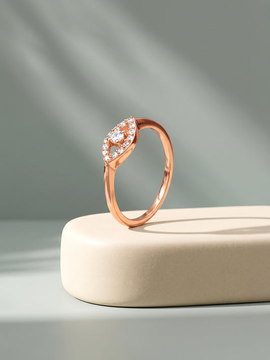 Rose Gold Radiant Evil Eye Ring (Size 12)