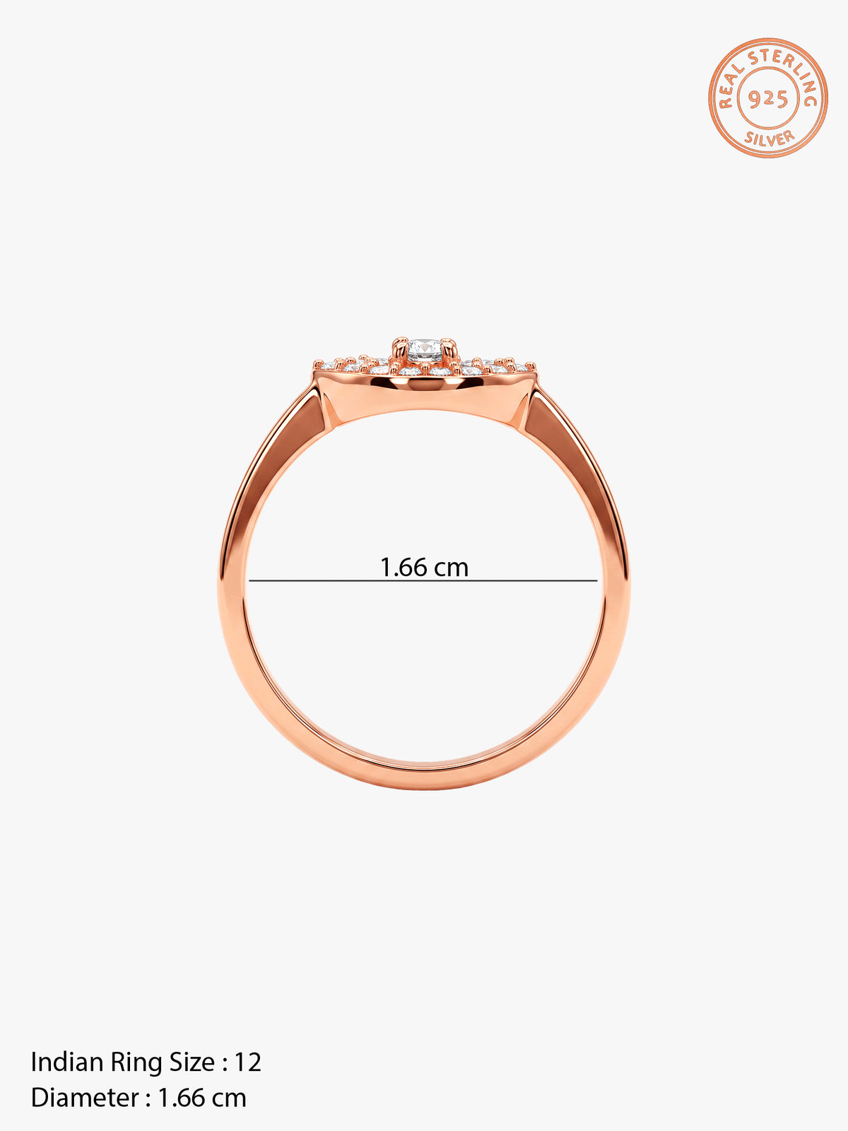 Rose Gold Radiant Evil Eye Ring (Size 12)