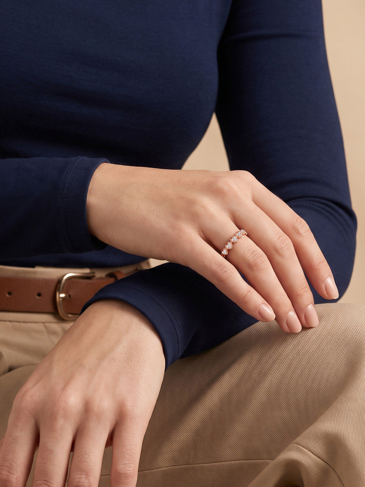 Rose Gold Coralie Heart Ring (Size 12)