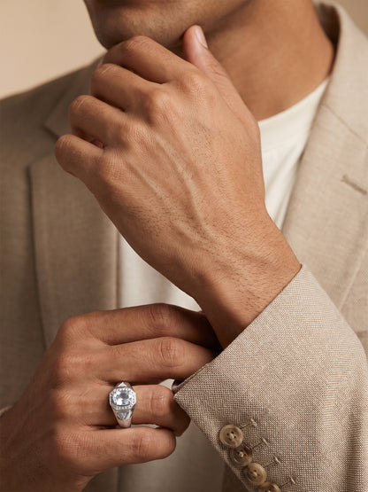 Silver Classic Design Ring For Him (Size 17)