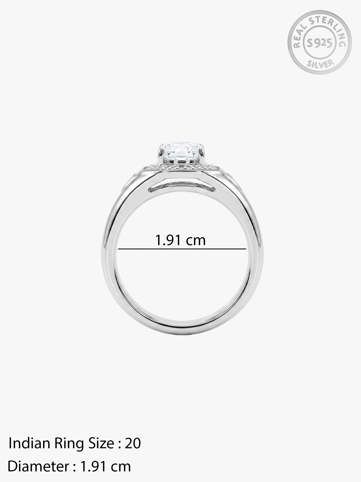 Silver Classic Design Ring For Him (Size 20)