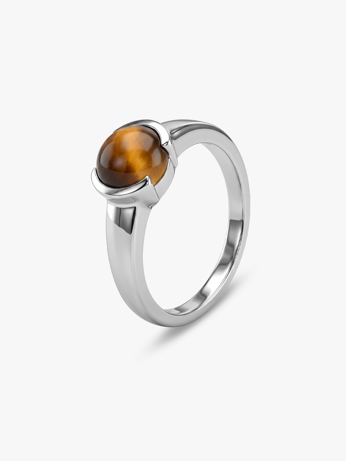 Silver Classic Tiger Eye Ring For Him (Size 17)