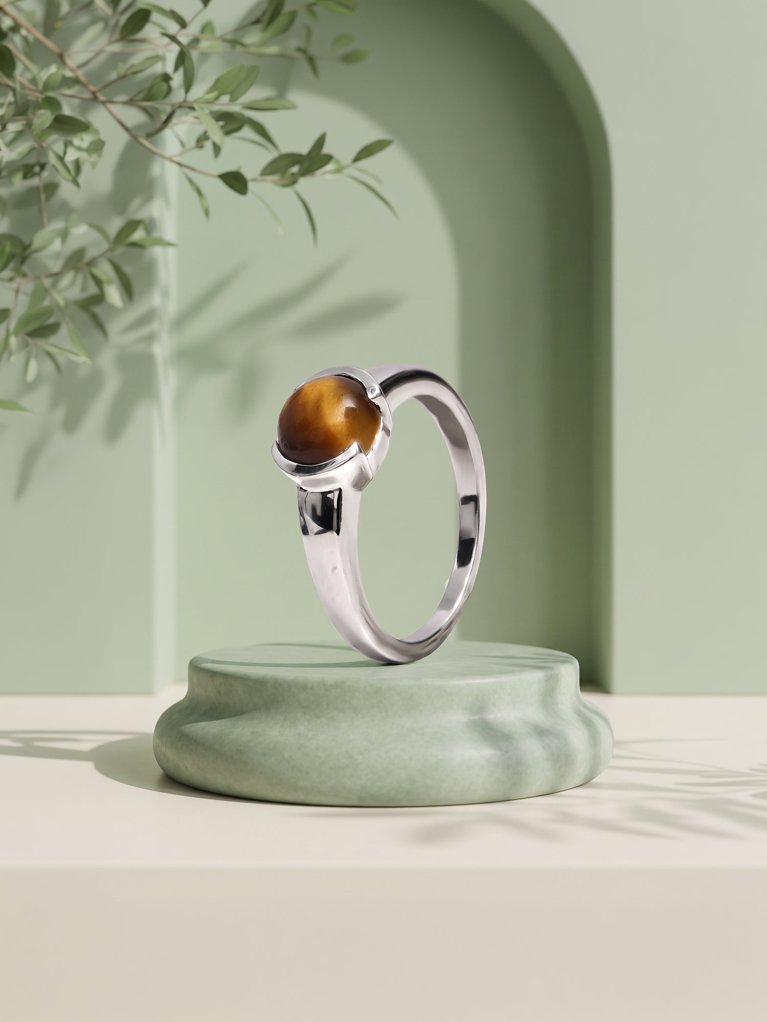 Silver Classic Tiger Eye Ring For Him (Size 17)